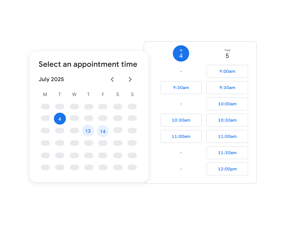 Calendar interface